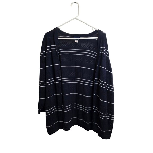 Basic Editions Lightweight Open Front Striped Cardigan XXL - Picture 2 of 4